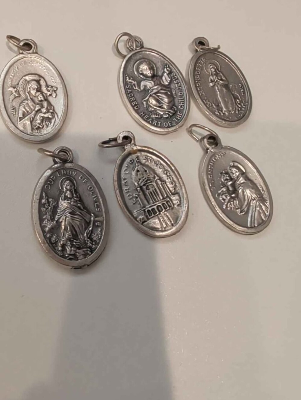 Religious Reversible Medal Pendants Lot Of Six